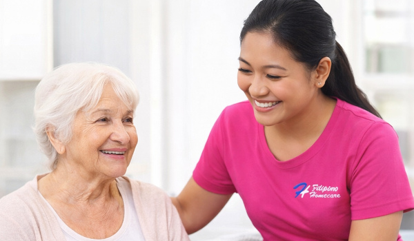 Personal support worker helping a senior at home in Ontario