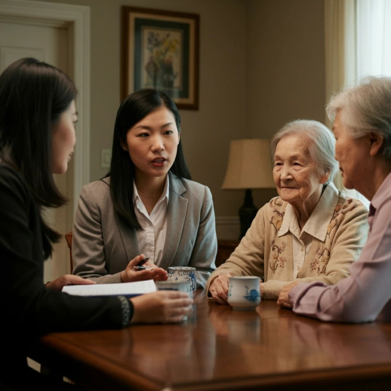 Filipino Homecare caregiver providing family-managed care support