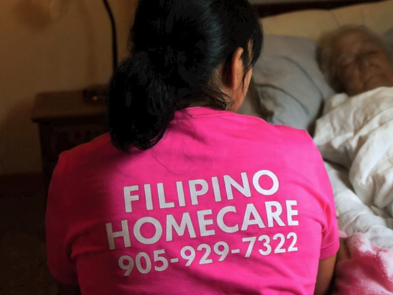 Filipino Homecare caregiver providing overnight care support in Ontario