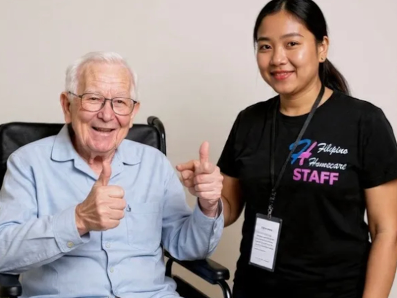 Filipino Homecare caregiver with senior client